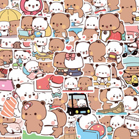 50PCS Bubu and Dudu Stickers Cute Bear Couple Toy Doodles Decorative Graffiti Decal Phone Bottles Scrapbook Waterproof Sticker