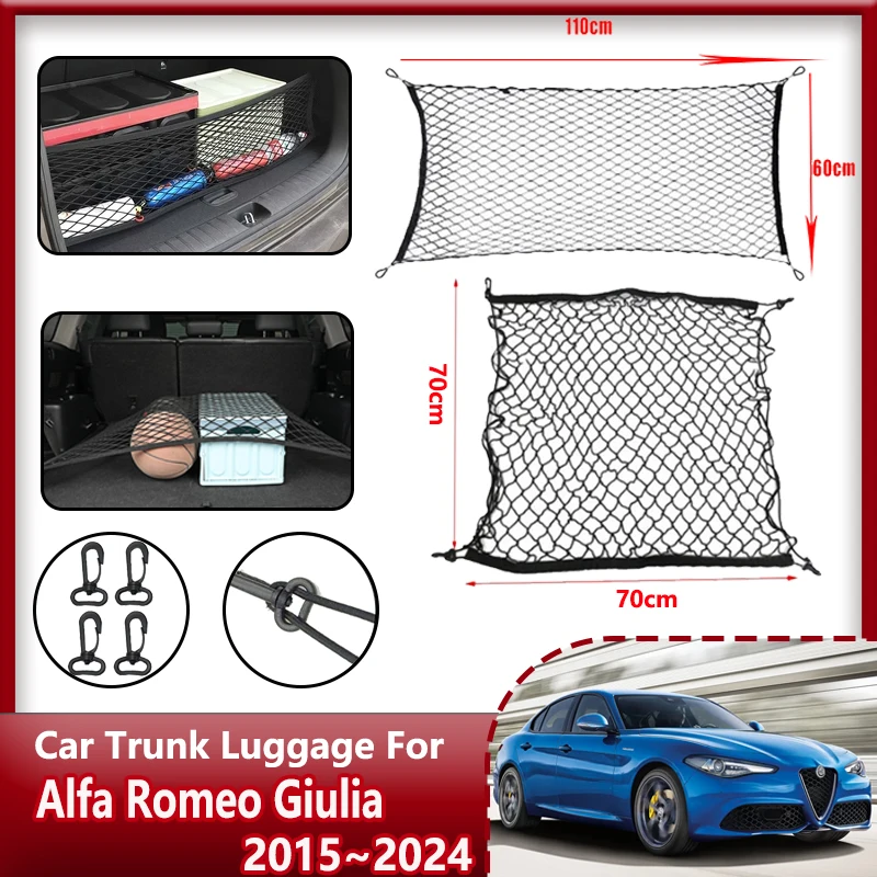 

Car Trunk Net For Alfa Romeo Giulia 2015 2016-2024 Storage Cargo Organiser Elastic Mesh Net Holder Pocket Nylon Auto Accessories