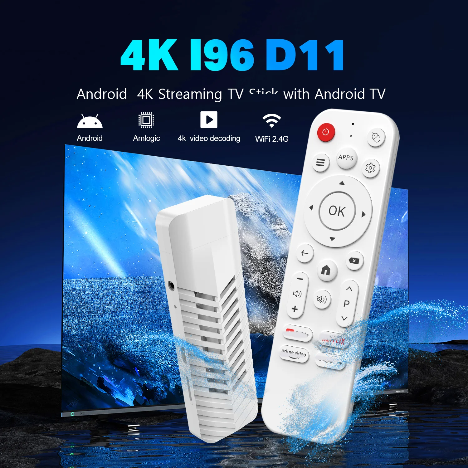 Velec Android 14 Smart TV Stick 4K Streaming Dual-Band 2.4G/5G WiFi For Netflix Portable android tv stik 	Media Player