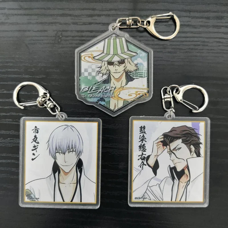 6CM Anime BLEACH Figures Kurosaki Ichigo Kuchiki Byakuya Urahara Kisuke Acrylic Keychains Pendant Decor Toy Fans Collection Gift