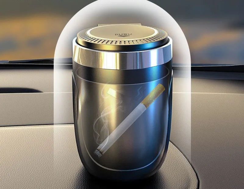 

Car Ashtray with LED Light Push Type interior decoration creative multifunctional Auto Vehicle Cigarette Ashtray Holder Decor