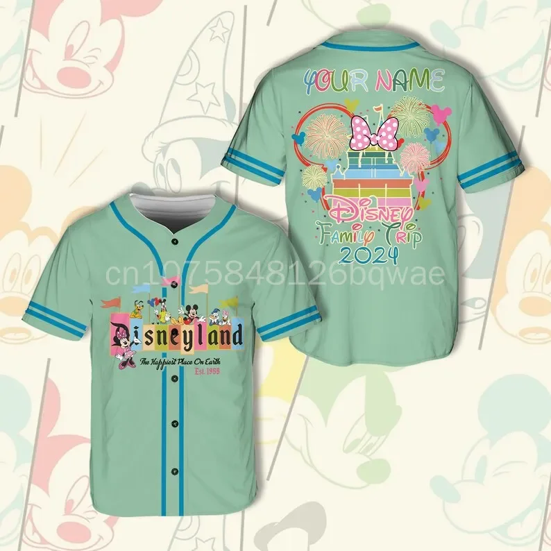 2024 New Minnie Mouse Disneyland 50th Anniversary Walt Disney World 3D Disney Baseball Jersey Fashion Casual Shirt