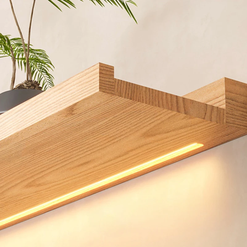 Modern Wall Light LED Wooden Fixture Home Decoration Shelving Divider with Lights Wood Light Bookshelf Simple Wall Sconces