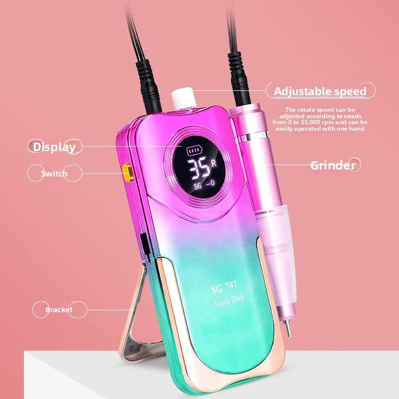 Portable Rechargeable Nail Drill Pen 35000RPM Electric Manicure Machine Cordless Acrylic File Remover Tool