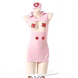 Sexy Lingerie Nurse Cosplay Transparent Uniform Seduction Panties Skirt Underwear Role Play Clothes Hollow Out Sensual Pajamas