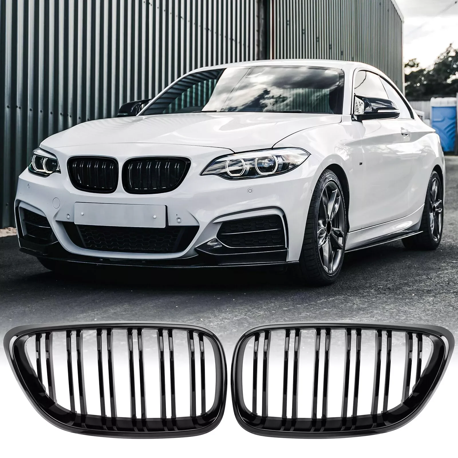 

For BMW 2 Series F22 F23 F87 M2 2014-2018 Gloss Black Car Front Bumper Kidney Grill Grilles Car Styling Racing Grills Accessory