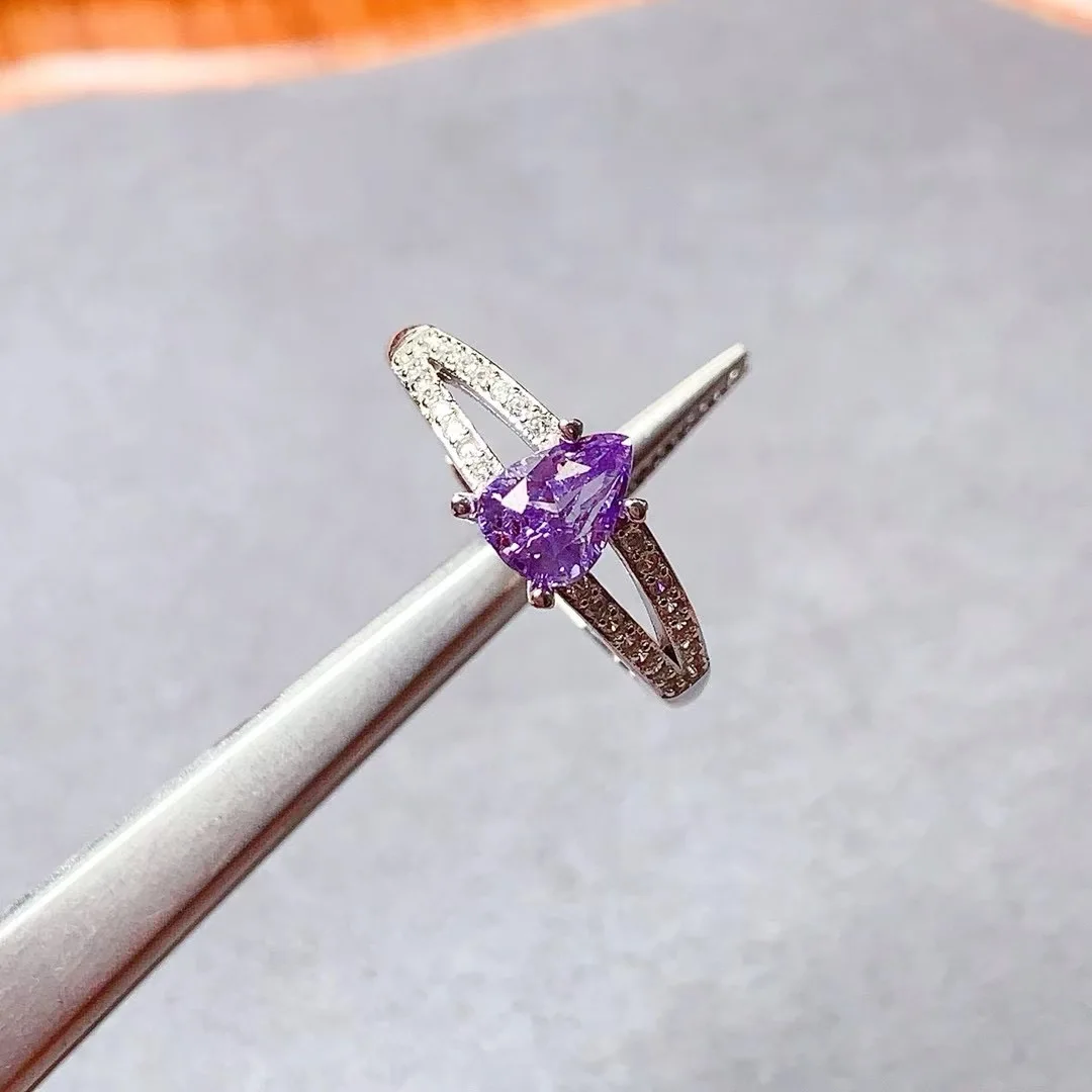 KJJEAXCMY High End Women's Ring Natural Sapphire S925 Silver with Electroplating Boasting High Clarity Full Brilliance Gift