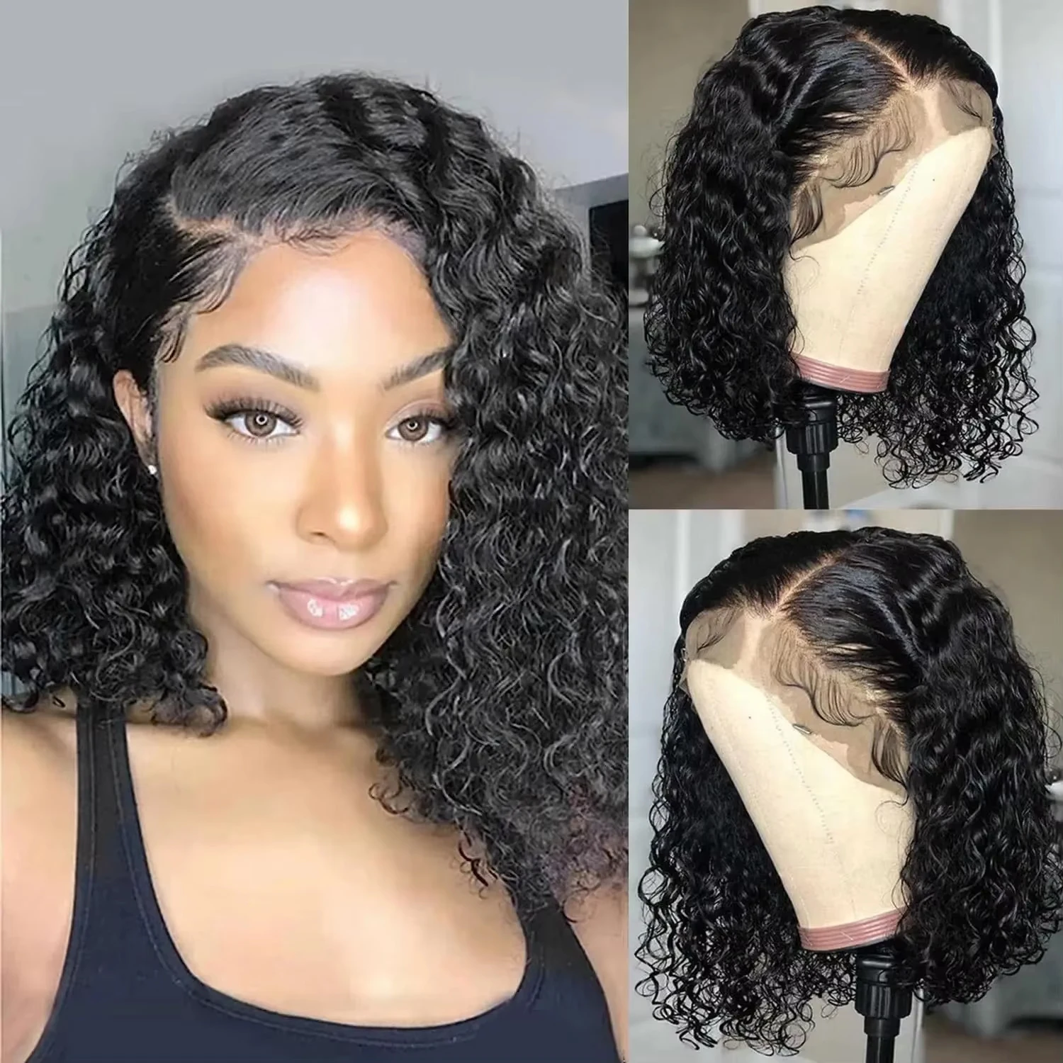 

Curly Short Bob Wig 200% Human Hair Deep Wave 13x6 5x5 Lace Closure Wig Cheap Brazilian Hair for Black Women On Sale 8 inches