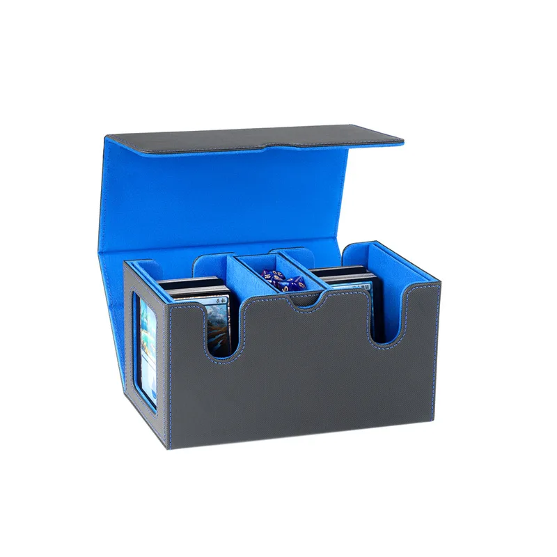 Dual Window Card Storage Box – Fits MTG, YuGiOh, Pokemon, One Piece, Ultraman Decks, with Dice Holder & Sleeve Support