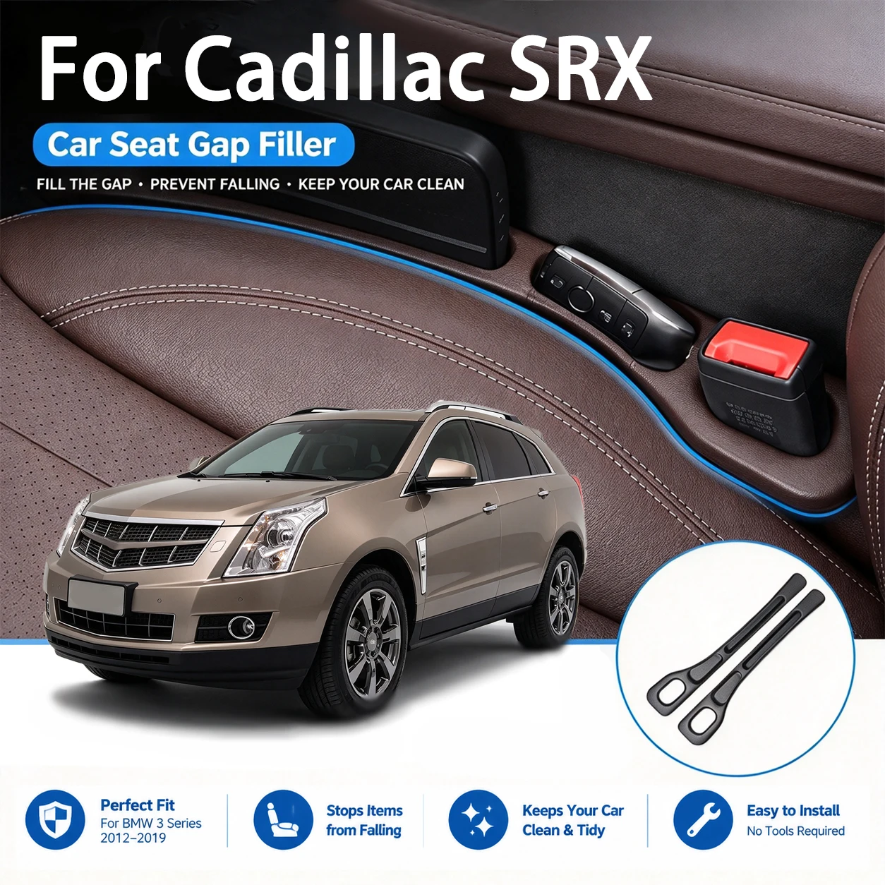 Easy Install Gap Filler Strips For Cadillac SRX Reusable, Stylish Convenient Prevent Small Items Falling Tool-Free