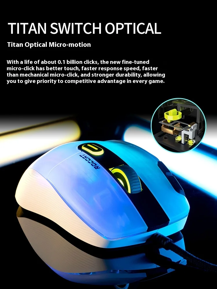 Roccat Kone XP 3mode 3D Lighting Gaming Mouse with 19000 DPI Optical Sensor, 4D Krystal Wheel, programmable button design & AIMO