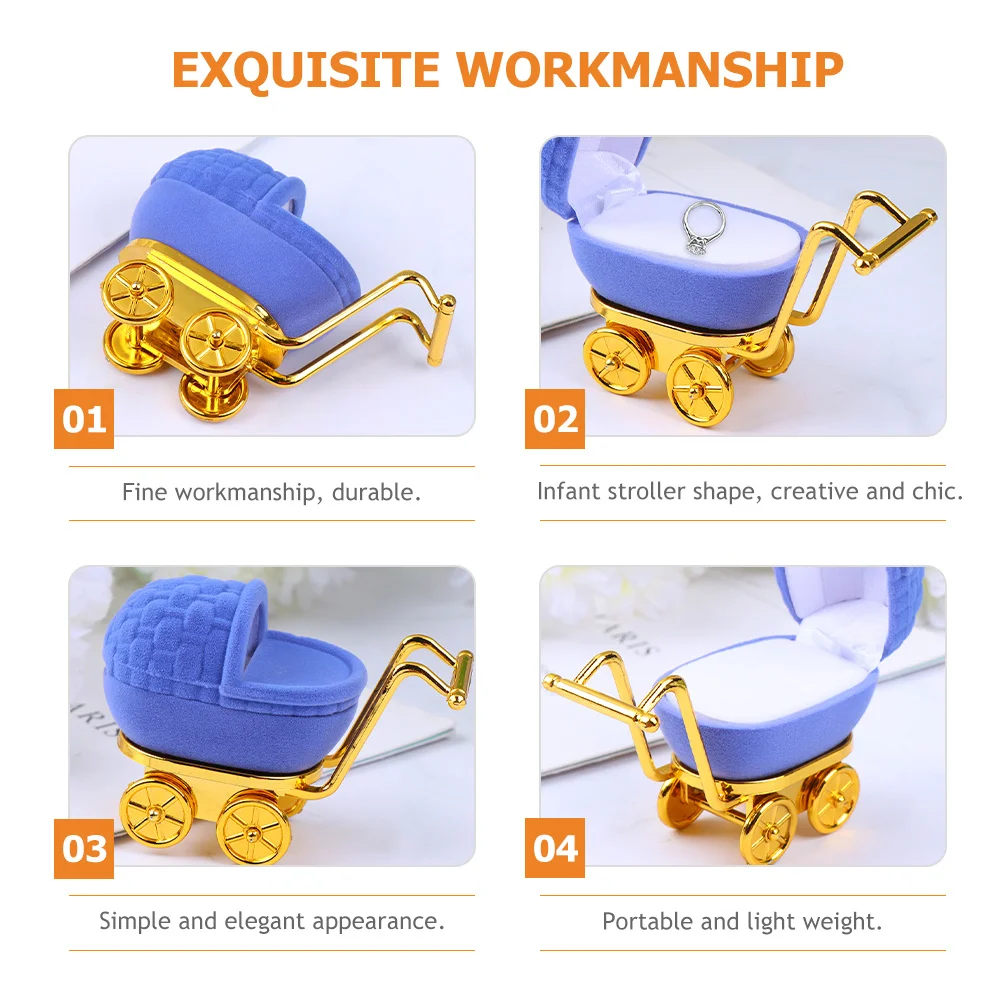 

2Pcs Elegant Stroller Style Jewelry Storage Box Compact Lightweight Ring Presentation Box for Special Occasion Gift Giving Idea