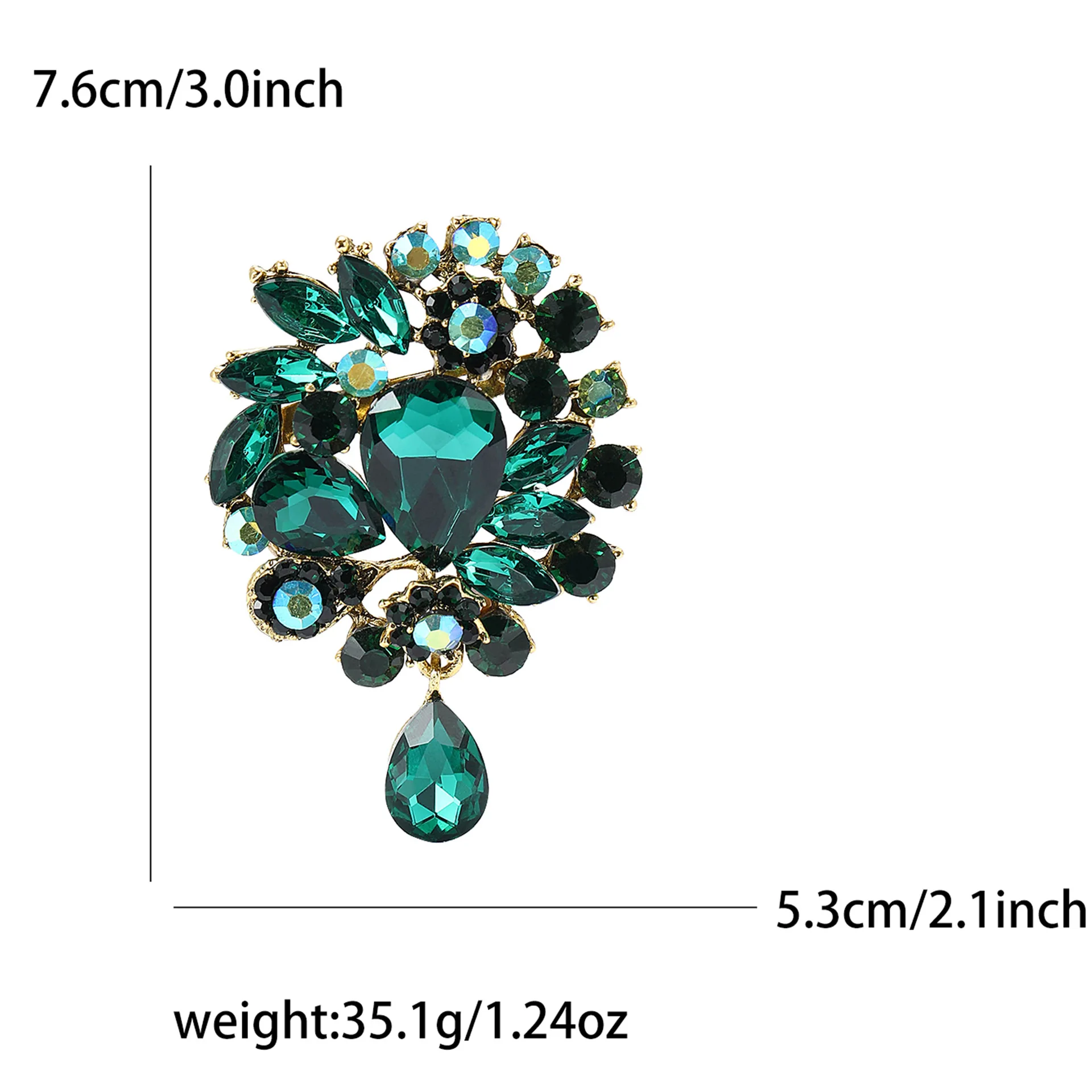 Vintage Wedding Bridal Big Blue Crystal Rhinestone Tear Drop Brooch Pin for Women Mom Grandma Girls Chrismtas Thanksgiving Gifts