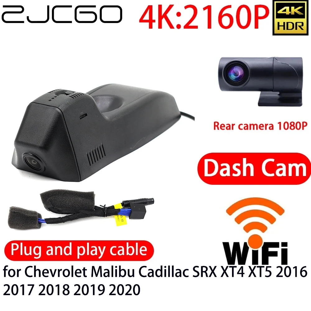 

ZJCGO 4K DVR Dash Cam Wifi Front Rear Camera 24h Monitor for Chevrolet Malibu Cadillac SRX XT4 XT5 2016 2017 2018 2019 2020