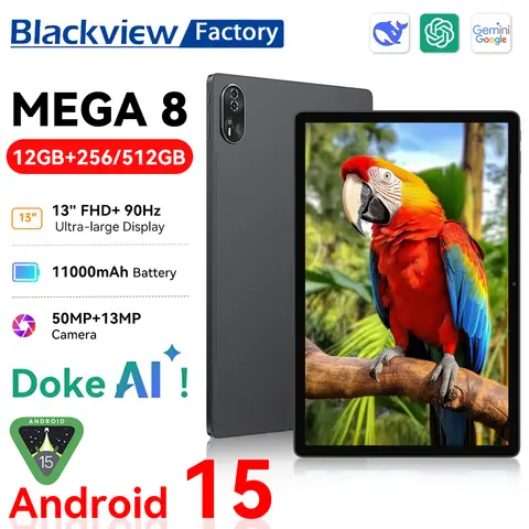 2025 NUOVO Blackview MEGA 8 Tablet Unisoc T620 90Hz FHD+ Display 12GB+24GB RAM 512GB ROM 11000mAh Batteria Android 15 4G Tablet PC