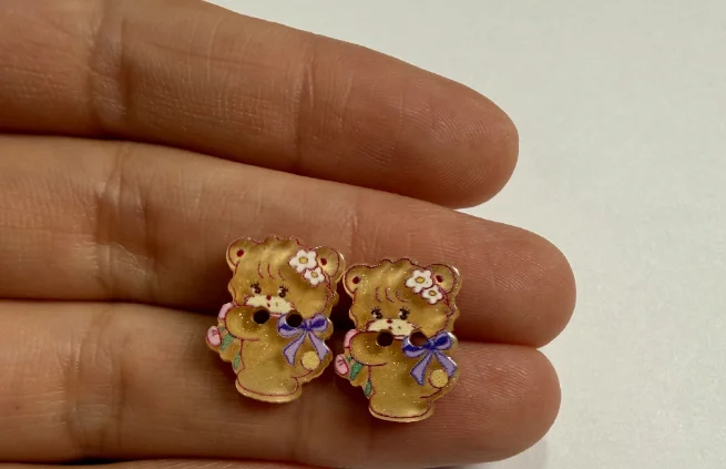 DIY Children's Handmade Sewing Bows Yellow Buttercream Little Bear Buttons Clothing Decorations Accessories for Mobile Phone