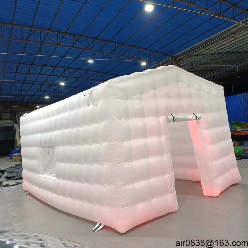 White Black Inflatable Nightclub Tent With Windows Lighting Night Club Cube Disco Music Bar Tent Wedding Photo Booth For Event