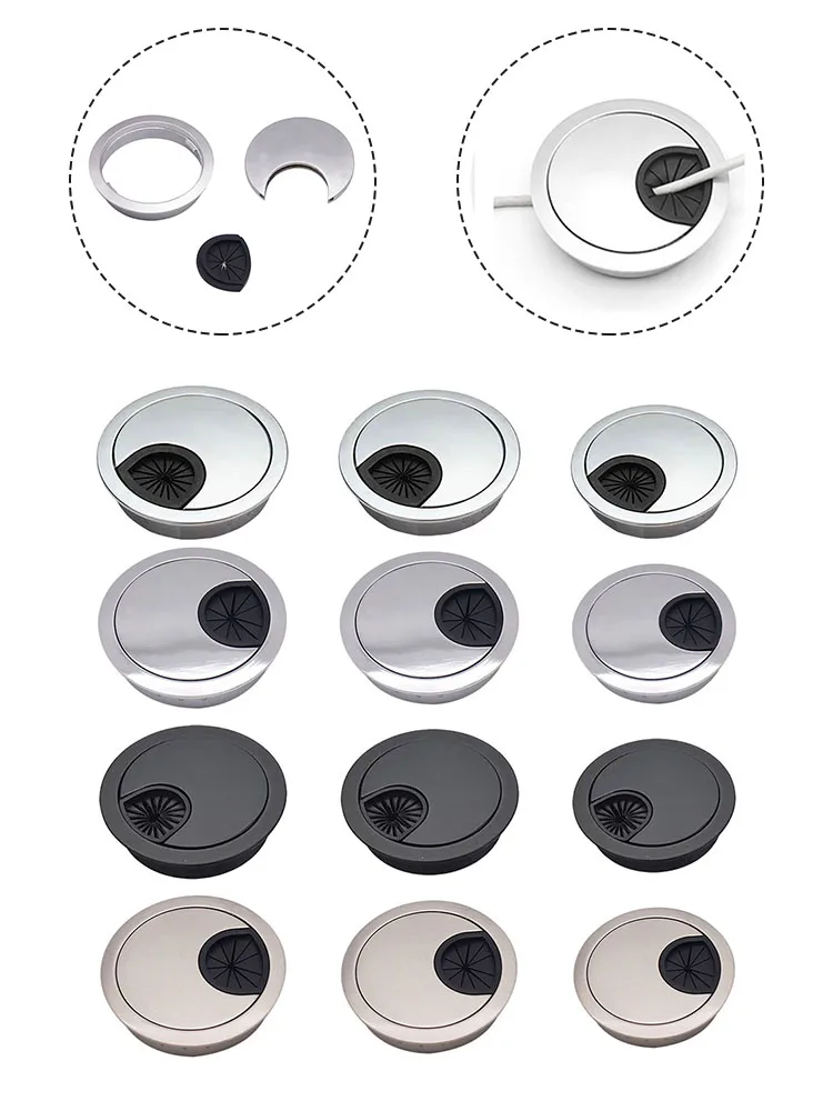 معدات جروميت معدنية مستديرة ، كابل طاولة ، غطاء ثقب سلكي ، فرشاة كروم ، عملية ، مكتب ، 50 أو 53 أو 50 أو 50 أو 60 أو 80 أو