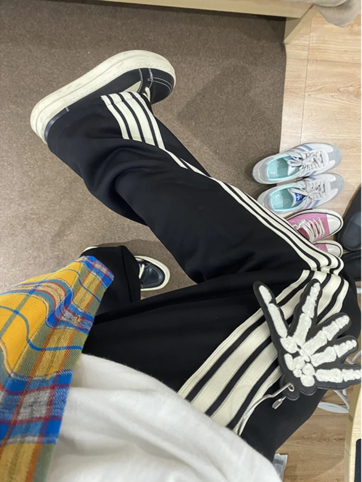 

Мужские повседневные брюки в американском стиле с полосками, осенние, модные, свободные, спортивные, прямого кроя, дышащие, для активного отдыха, молодежные