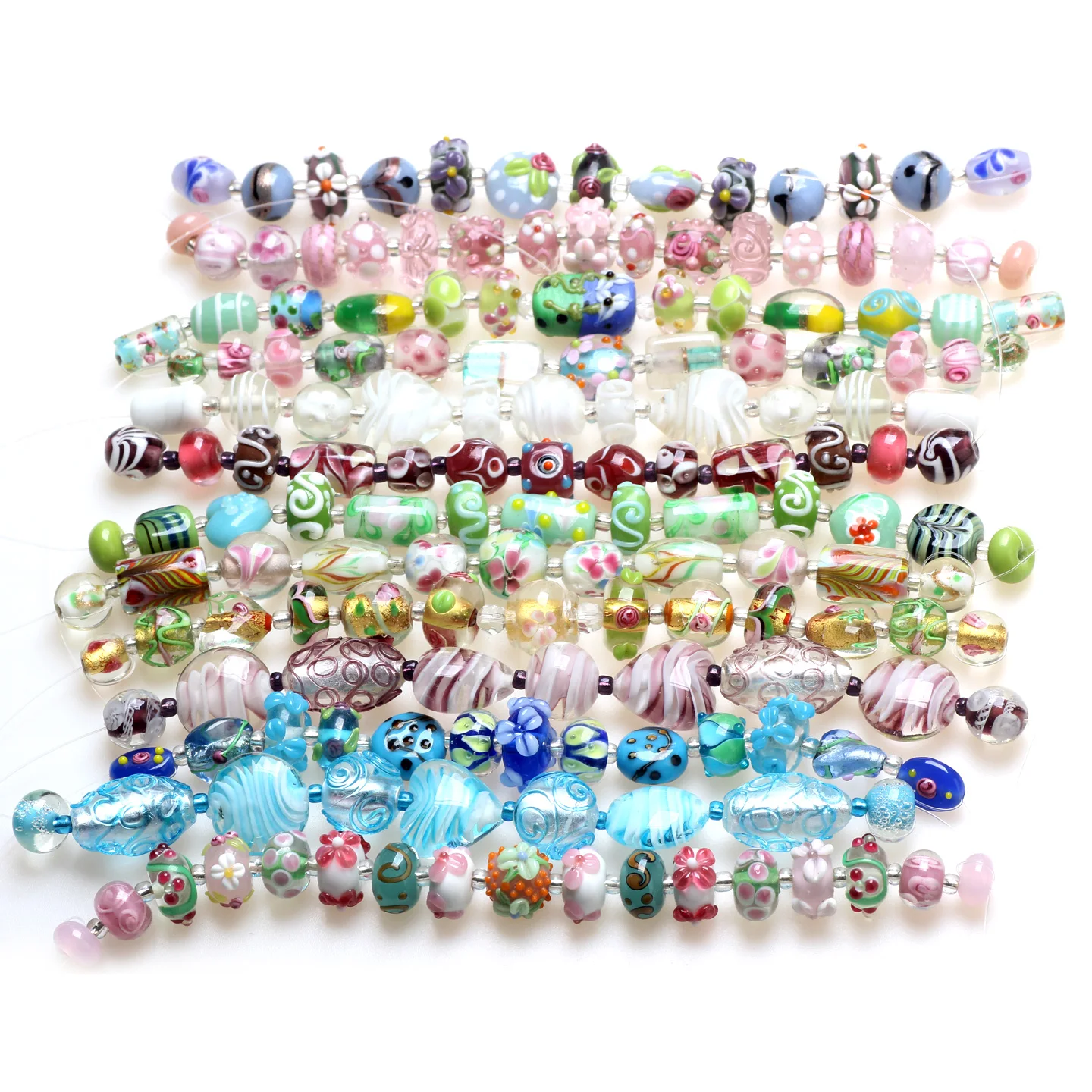 Only 1set!Old 01 Craftsmanship Handmade Romantic Lampwork Glass Loose Beads For Charm DIY Bracelets Jewelry Making Accessories!