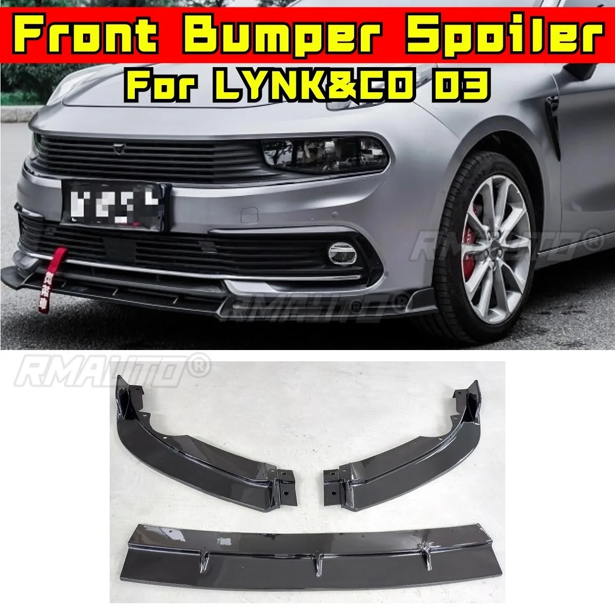 

For LYNK&CO 03 Car Front Bumper Lip Splitter Diffuser Spoiler Car Accessories Gloss Black Bumper Cover Modification Part
