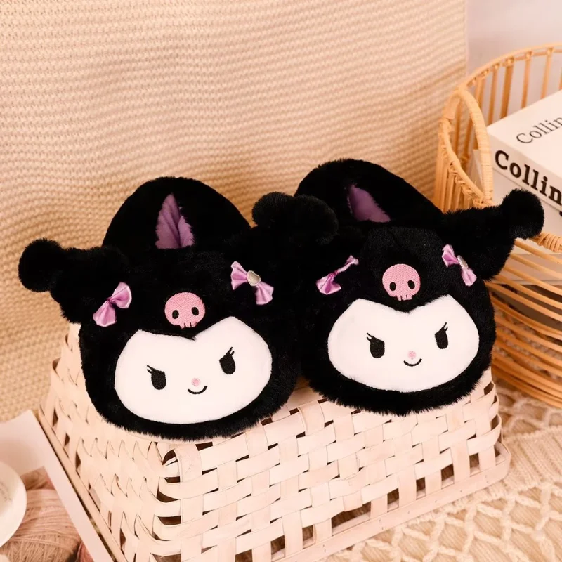 Sanrio Hello Kitty cute sweet warm home women's shoes Kulomi cartoon thickened plush thick-soled non-slip cotton slippers