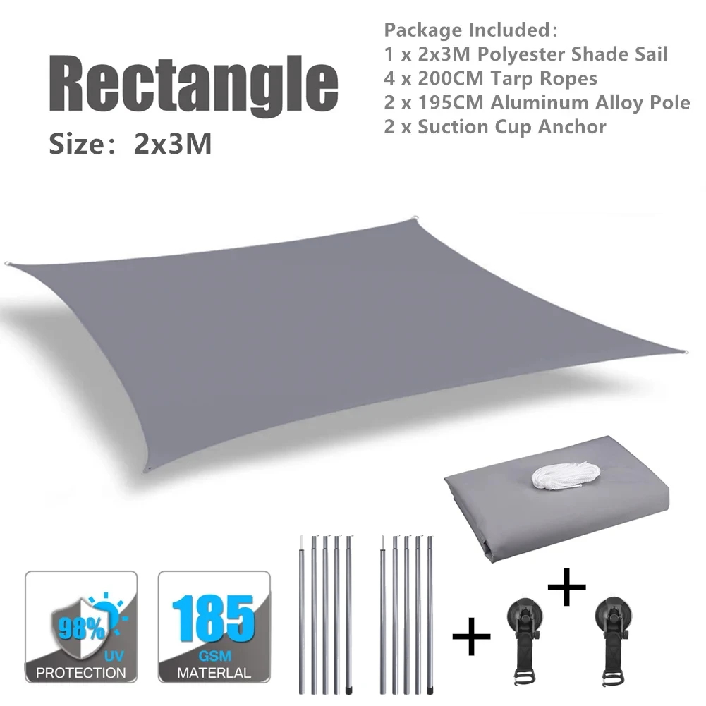 2x3M Rtractable Vehicle Awning with Tent Poles Portable Waterproof Canopy Tarp Car Shelter for Truck Jeep SUV Van Camping Tent view 5