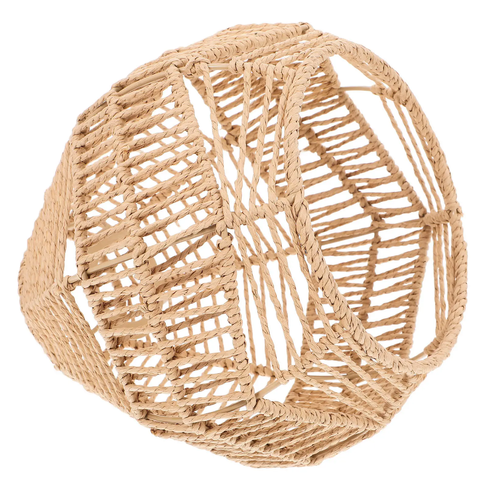 Handwoven Paper Rope Lampshade Vintage Faux Rattan Pendant Light Shade Boho Decor for Tea Room Restaurant