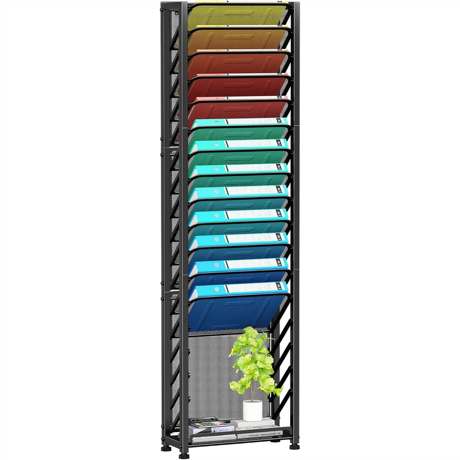 

18-Tier Mesh Wall File Organizer, Hanging Paper Document Holder, Desktop Metal Files Storage Rack for Office Home Black