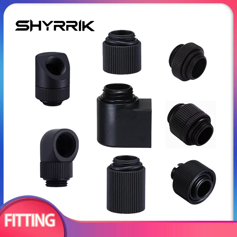 Shyrrik Metal Fitting Computer Connector Use for Water Cooling System Extend Fitting 45-90 Angle Adapter Black/ Silver/ Titanium