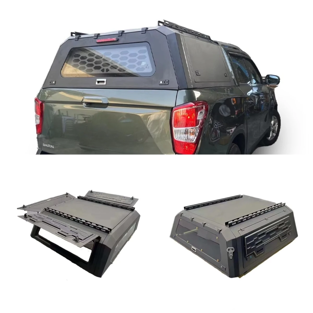 

Tailored Sizes Aluminum Canopy for Ssongyang Rexton Sports Khan Top Camper Weatherproof Anti Rusted Hard Tonneau Cover