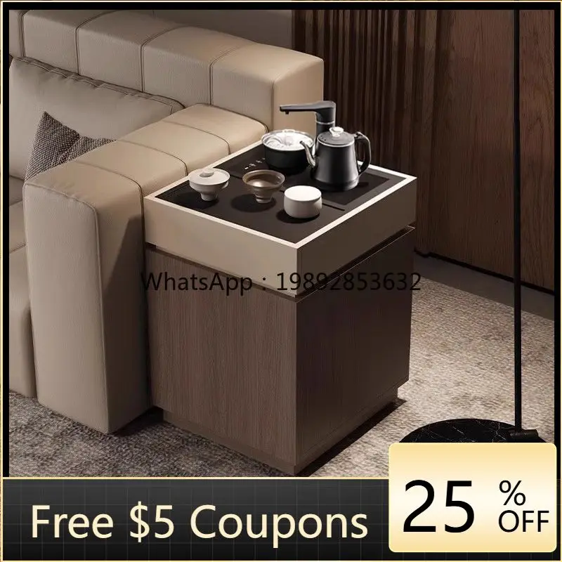 

LYY Minimalist Mobile Tea Water Kettle Integrated Side Table Storage Rack Home Living Room Sofa Side Cabinet