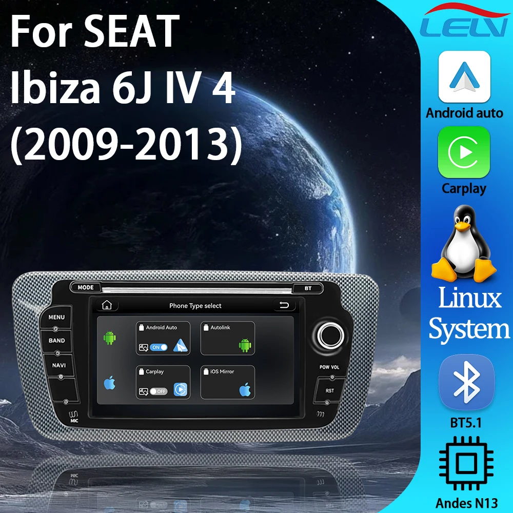 

Автомагнитола LELV 7'' на Linux-системе для Seat Ibiza 6J IV4 2009-2013 с CarPlay, Android Auto, BT5, GPS-навигацией и головным устройством