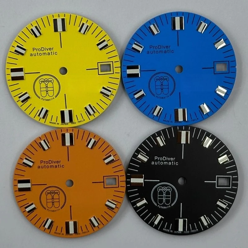 Customized New NH35 Movement Dial 28.5mm Green Luminous Diving Watch Literal Log Model Modified Surface Watch Accessories