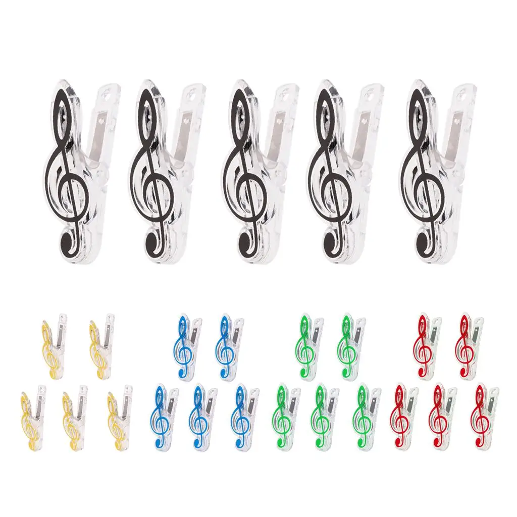 Music Note Clip Plastic Score Page Holder Treble Clef Bookmark Music Stationary Set for Practice