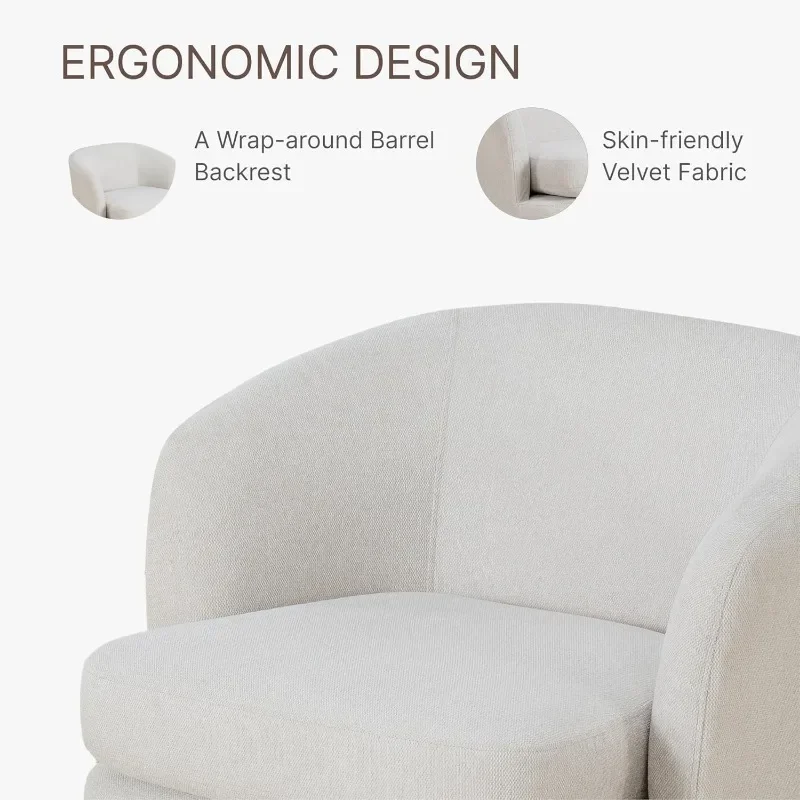 Chair Modern Armchair with Wood Base for Bedroom Reading Waiting Living Room, Cream