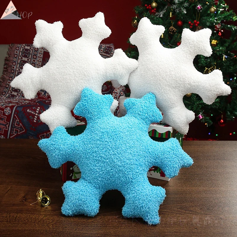 

Christmas Snowflake Plush Pillow Soft Fluffy Cushion for Holiday Decor Snow Scene Stuffed Toy Gift