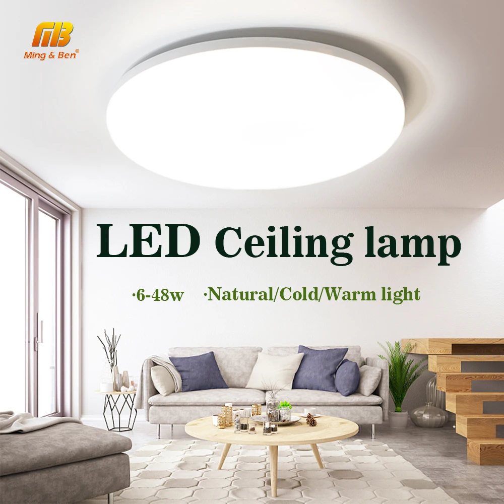 Ultra Thin LED Ceiling Lamp 48W 36W 24W 18W 9W 6W Modern Panel Light in Living Room Bedroom Natural Light Surface Mount Fixture
