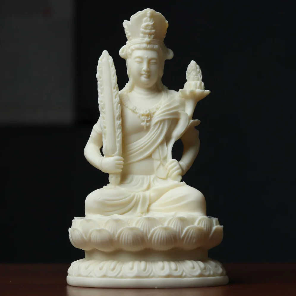 Ivory Nut Carved Akasagarbha Bodhisattva Statue 14.5*8*6.5cm Home Desktop Buddha Craft Ornament