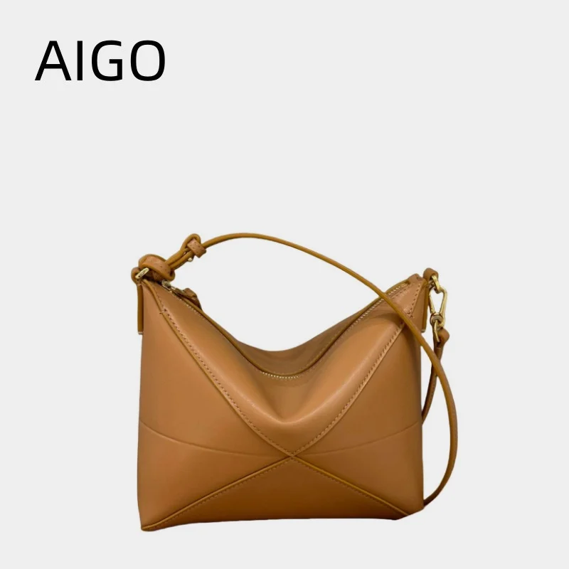 

AIGO Niche Design Geometric Single Shoulder Bags For Women Large Capacity Handbag Foldable Underarm Tote Armpit Bag Bolsa