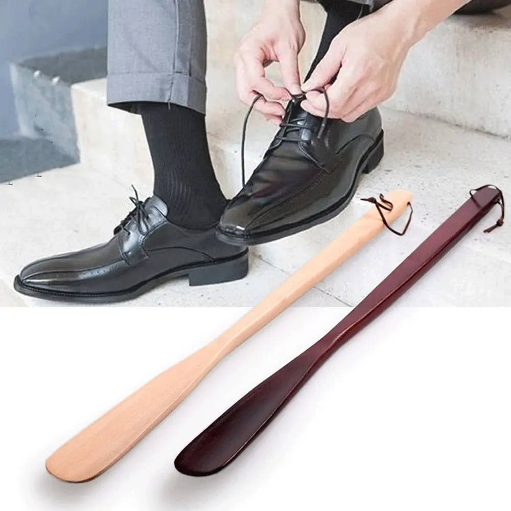 

Hanging Shoe Horn Easy Remover Extra Long Handle Shoehorn Lifter Easy on Off Wood Seniors Put on Shoes Tools