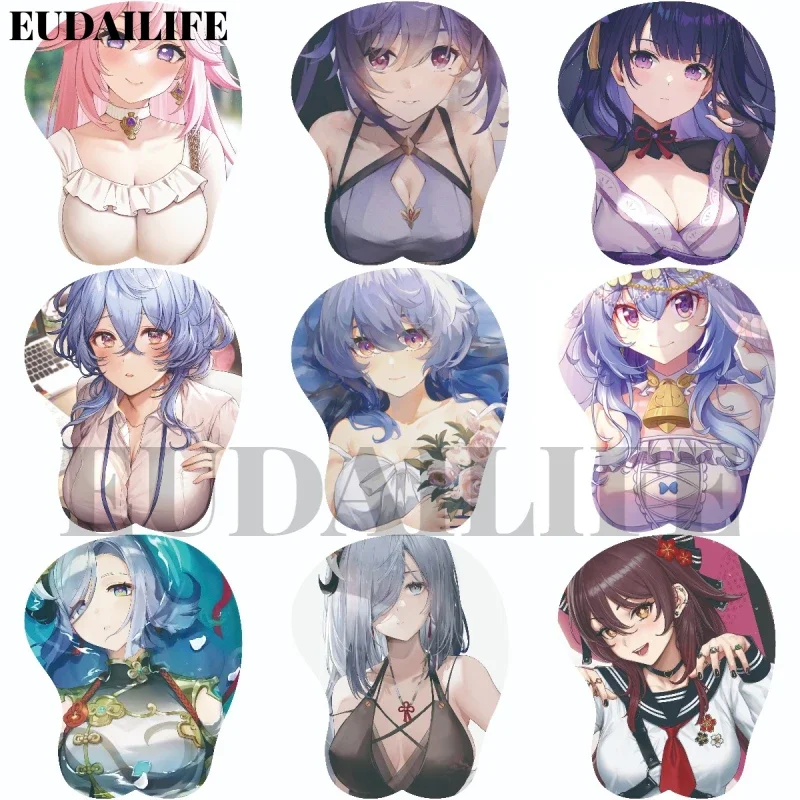 

Shenhe Ganyu Yae Miko Hutao Genshin Impact 3D подставка для запястий коврик для мыши силиконовый коврик для мыши Oppai мягкий коврик для мыши офисная работа отаку