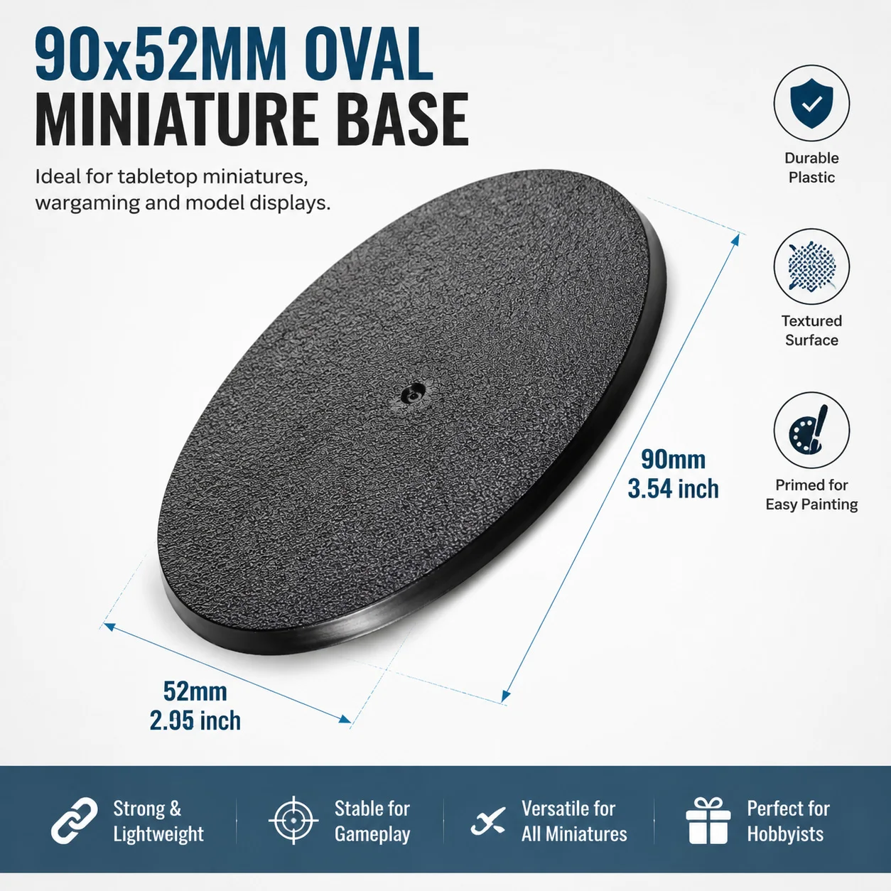Wargame Base World -90x52mm Oval Bases for Warhammer