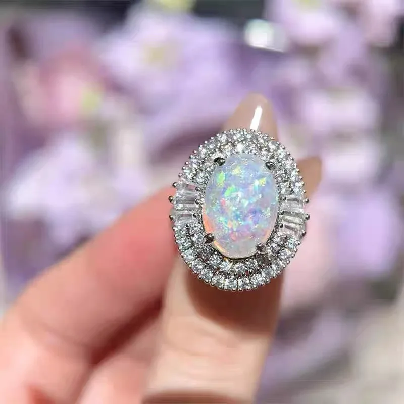 

Креативные романтические серебряные кольца 925, инкрустация бриллиантами, красочные кольца с лунным камнем для женщин, изысканные обручальные кольца высокого качества, ювелирные изделия