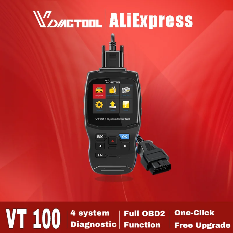 

VDIAGTOOL VT100 Car Diagnostic Tool For SRS/ABS/Transmission/Engine OBD2 Scanner SAS EPB Throttle Reset Lifetime Free Update
