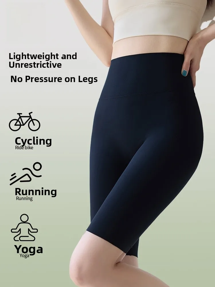 

Брюки для йоги с высокой талией, пять четвертей, женские летние брюки для фитнеса из овчины Sl, брюки для верховой езды без манжет, тонкий нейлон с контролем живота