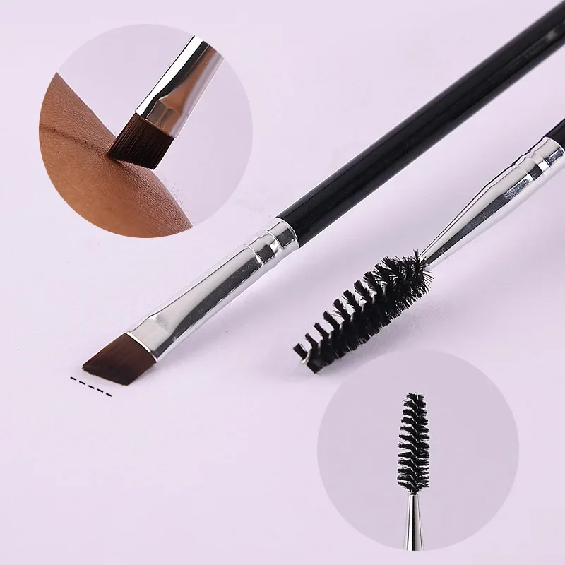 Double-ended Eyebrow Eyeliner Brush for Women Makeup Tools Eyelashes Brush Lash Curl Spiral Brush Angled Brow Powder Brushes