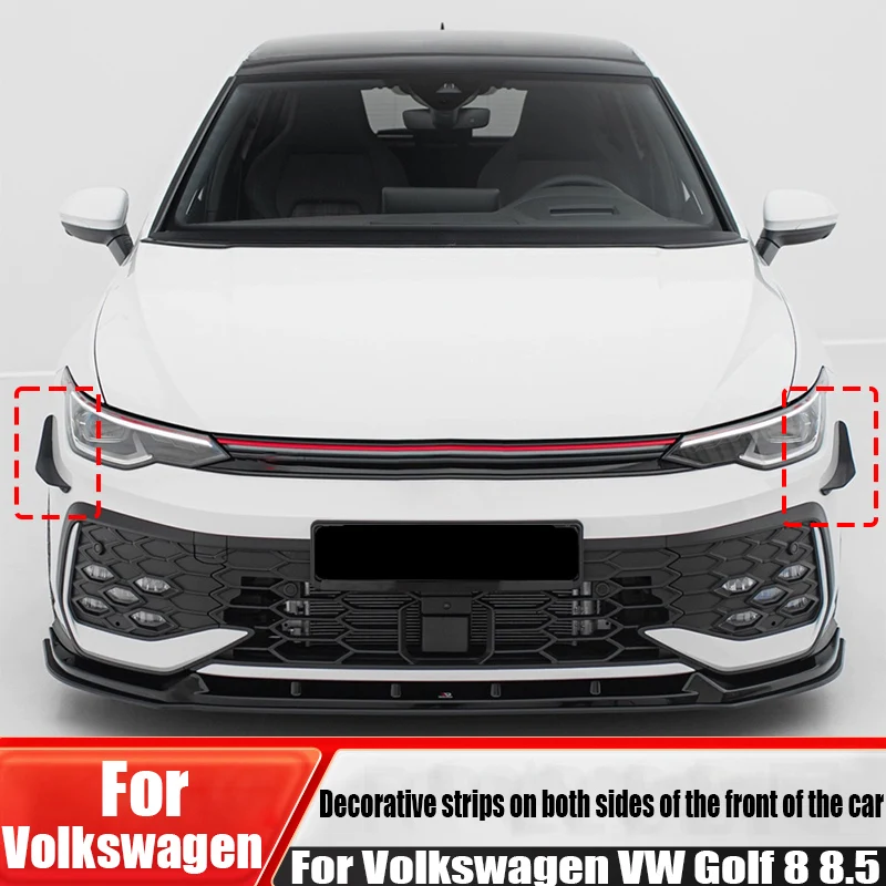 

Для Volkswagen VW Golf 8 8,5 декоративные полоски с обеих сторон переднего бампера автомобиля, аксессуары для наружного украшения автомобиля