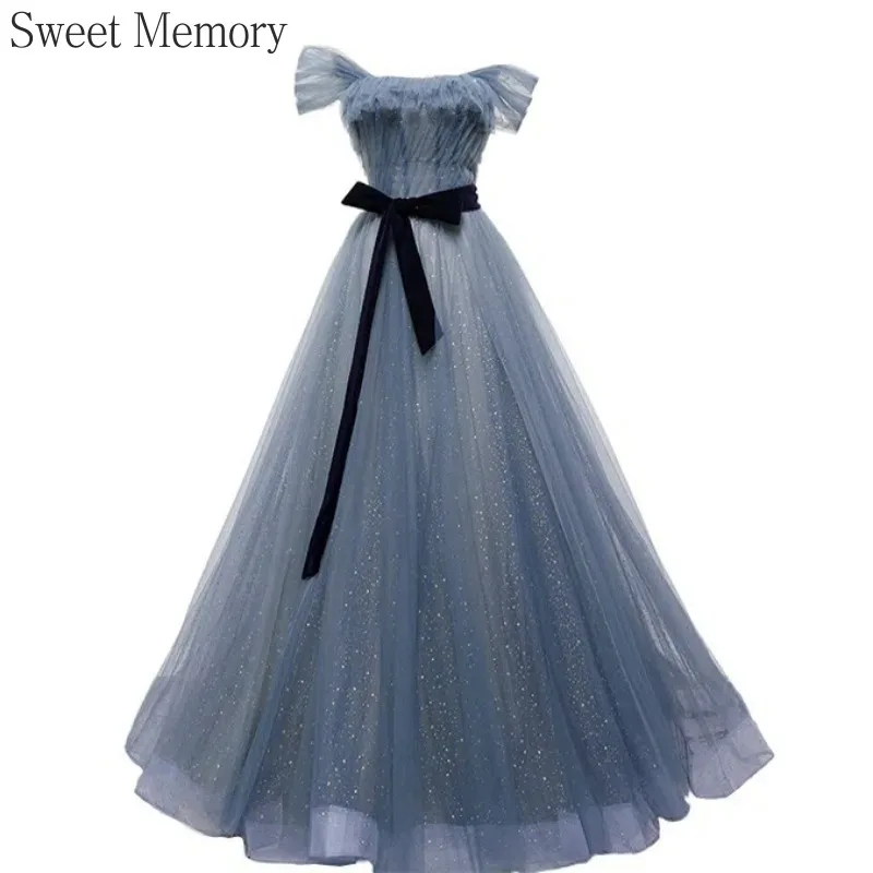 O142 Sweet Memory Blue Prom Avondjurken 2023 Luxe Jurken Sexy Vrouwen Prinses Kerst Jurk Formele Gelegenheid Jurken