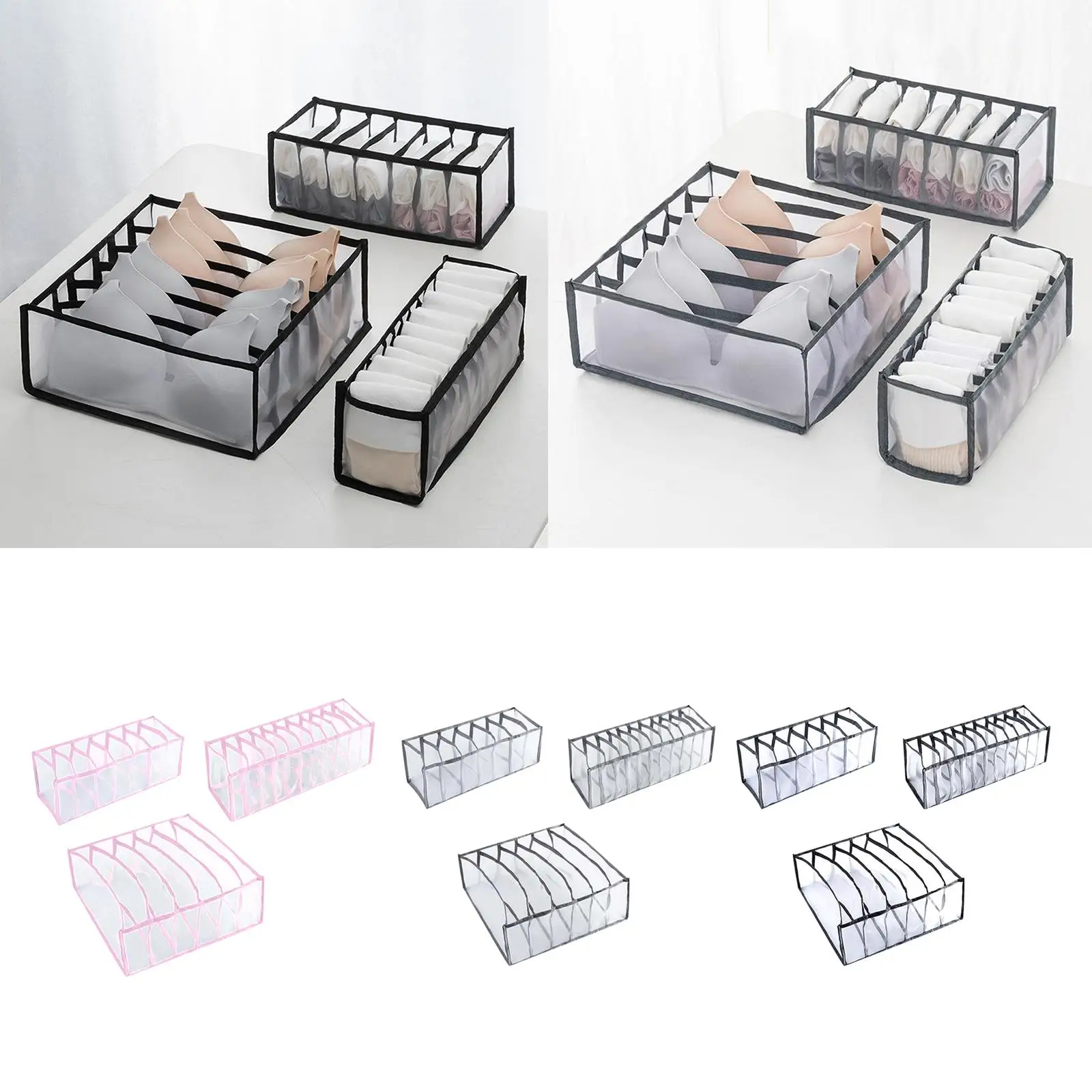Practical Nylon Storage Box for Underwear Drawer Divider Space Saving